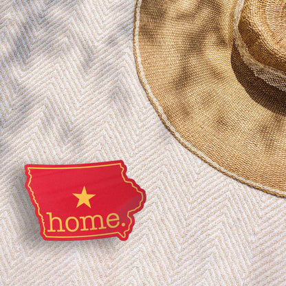 Red Iowa Home Sticker - Cute Ames IA Midwest Decal