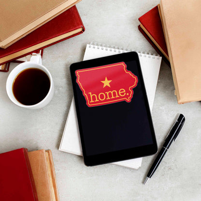 Red Iowa Home Sticker - Cute Ames IA Midwest Decal
