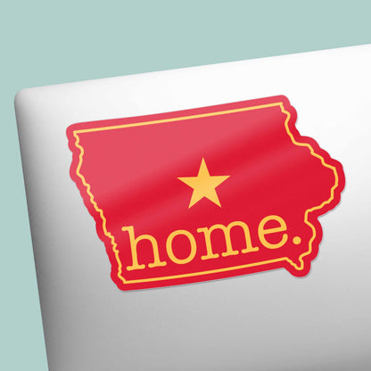 Red Iowa Home Sticker - Cute Ames IA Midwest Decal