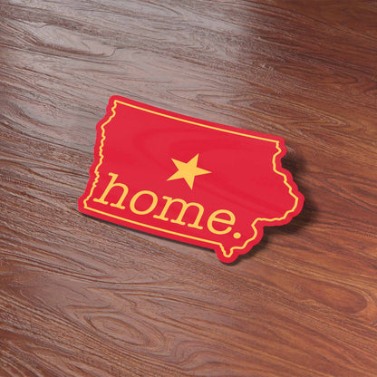 Red Iowa Home Sticker - Cute Ames IA Midwest Decal