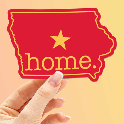Red Iowa Home Sticker - Cute Ames IA Midwest Decal