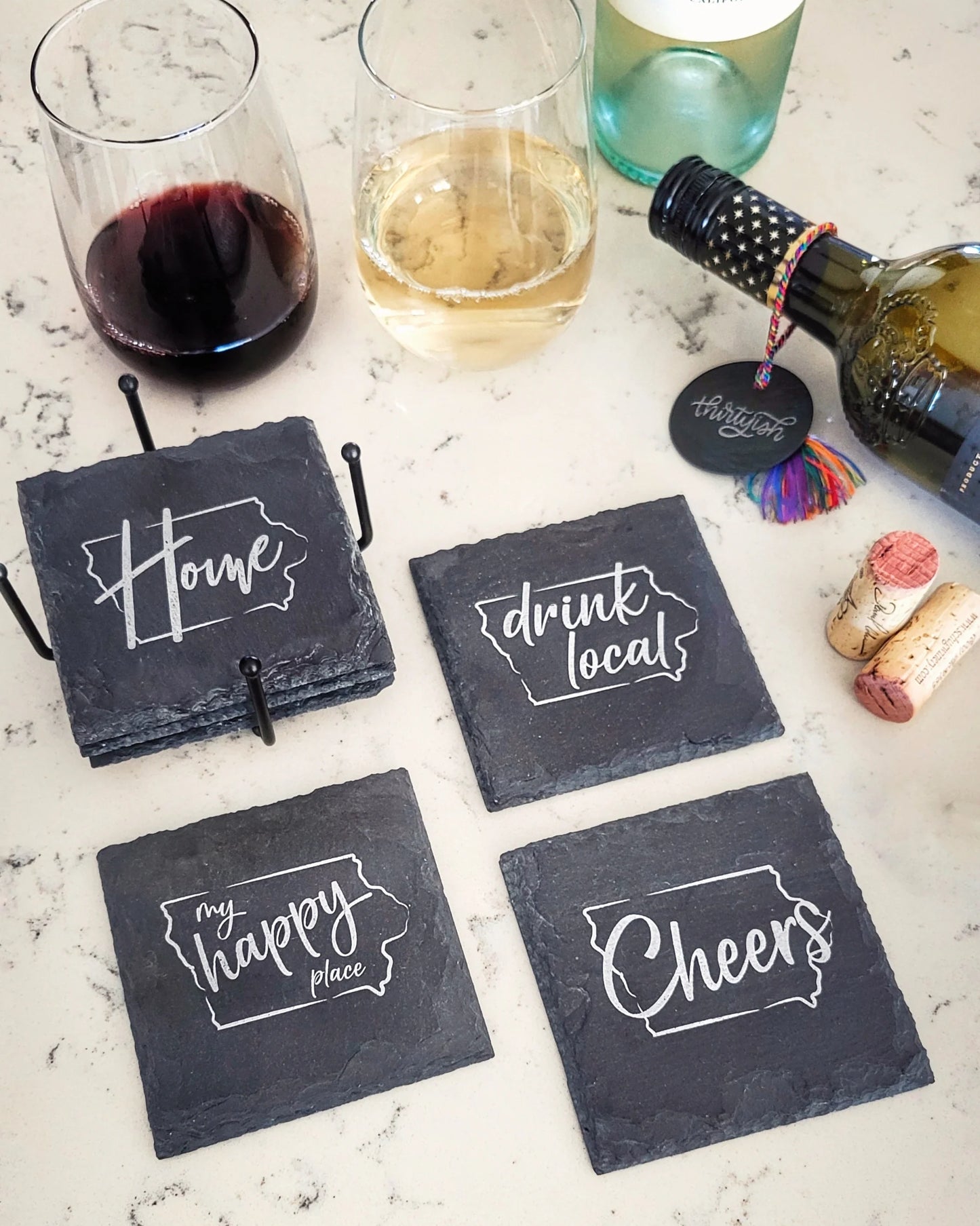 Drink Local Iowa Slate Coaster