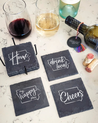 Drink Local Iowa Slate Coaster
