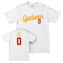 Iowa State Men's Basketball White Script Comfort Colors Tee - Nate Heise | #0