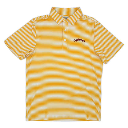 Iowa State Vintage Cyclones Script Striped Performance Polo