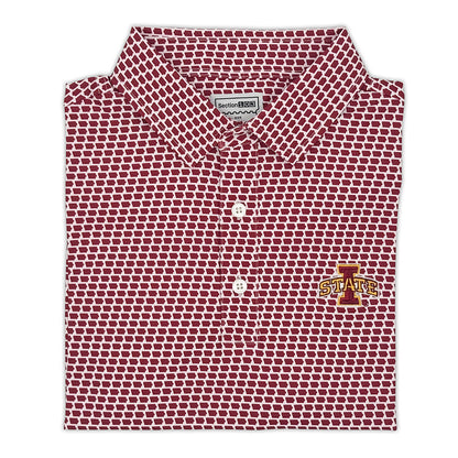 Iowa State Map Pattern Performance Polo, Cardinal