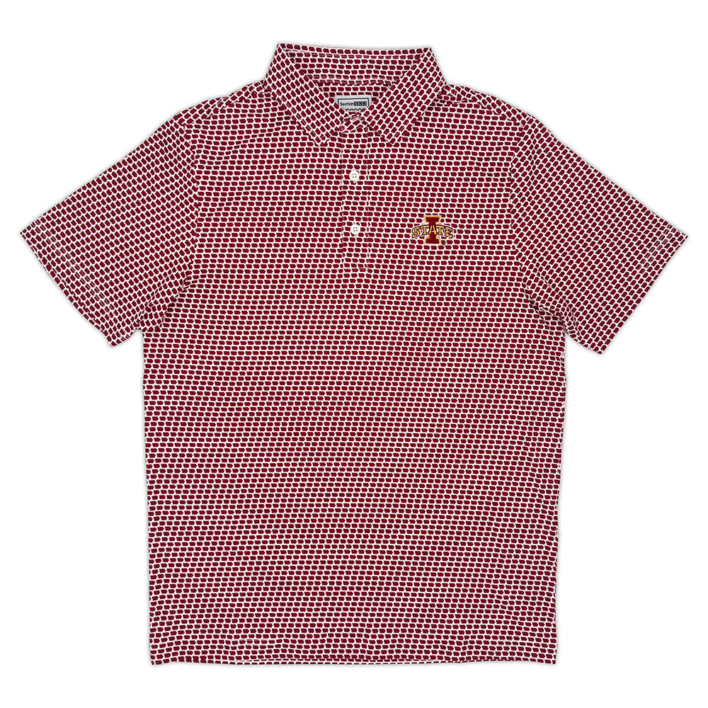 Iowa State Map Pattern Performance Polo, Cardinal