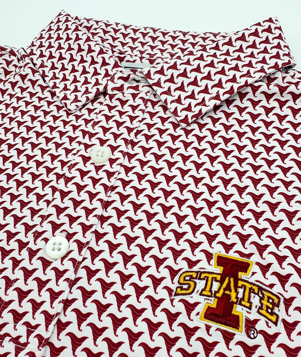 Iowa State Vintage Tornado Pattern Performance Polo