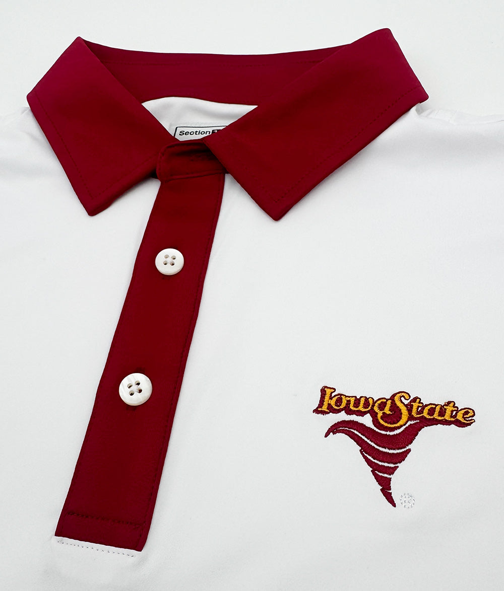 Iowa State Vintage Tornado Logo Contrast Collar Performance Polo