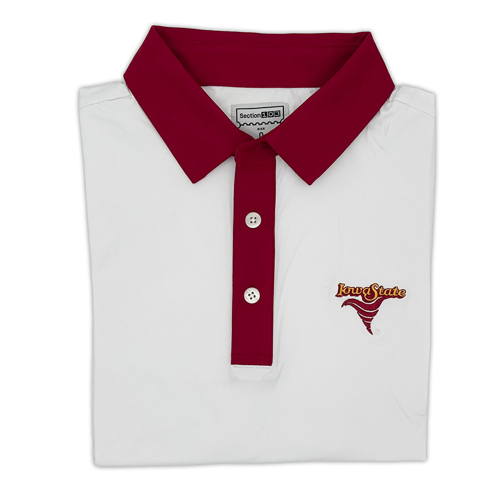 Iowa State Vintage Tornado Logo Contrast Collar Performance Polo