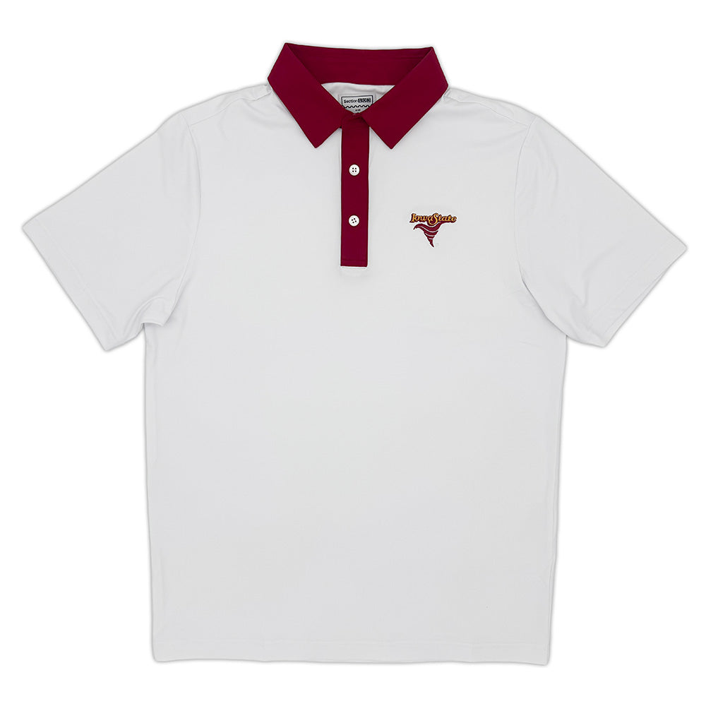 Iowa State Vintage Tornado Logo Contrast Collar Performance Polo