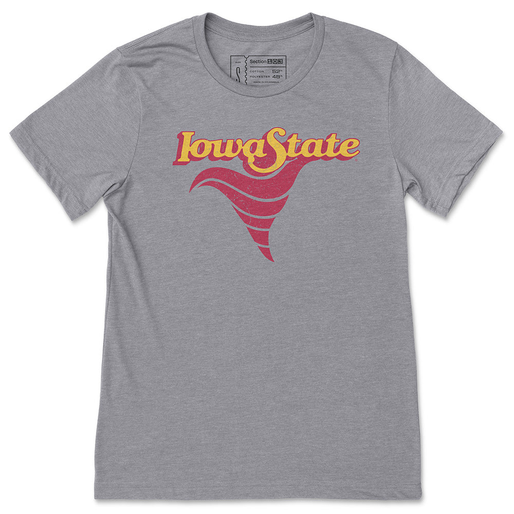 Iowa State Vintage Tornado Logo T-Shirt, Gray