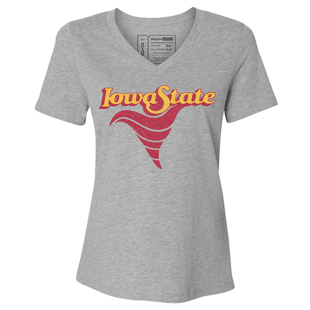Iowa State Vintage Tornado Logo Women's V-Neck T-Shirt