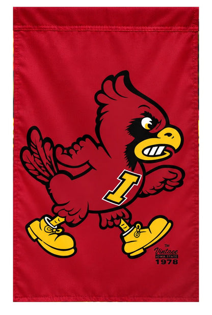 Iowa State Cyclones Vintage Angry Cy 2-Sided Cardinal Garden Flag 13x18