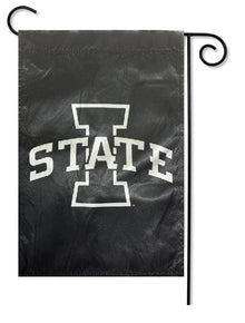 Iowa State Garden Flag 2 Sided Black White Logo