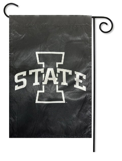 Iowa State Garden Flag 2 Sided Black White Logo
