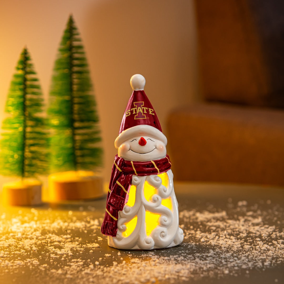 Iowa State Snowman LED Statuary 8 Inches Tall