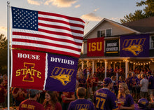 Iowa State vs UNI House Divided Flag 3x5 Rivalry 2 Sided