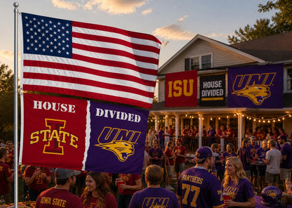 Iowa State vs UNI House Divided Flag 3x5 Rivalry 2 Sided