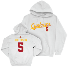 Iowa State Men's Basketball White Script Hoodie - Joshua Jefferson | #5