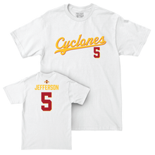 Iowa State Men's Basketball White Script Comfort Colors Tee - Joshua Jefferson | #5