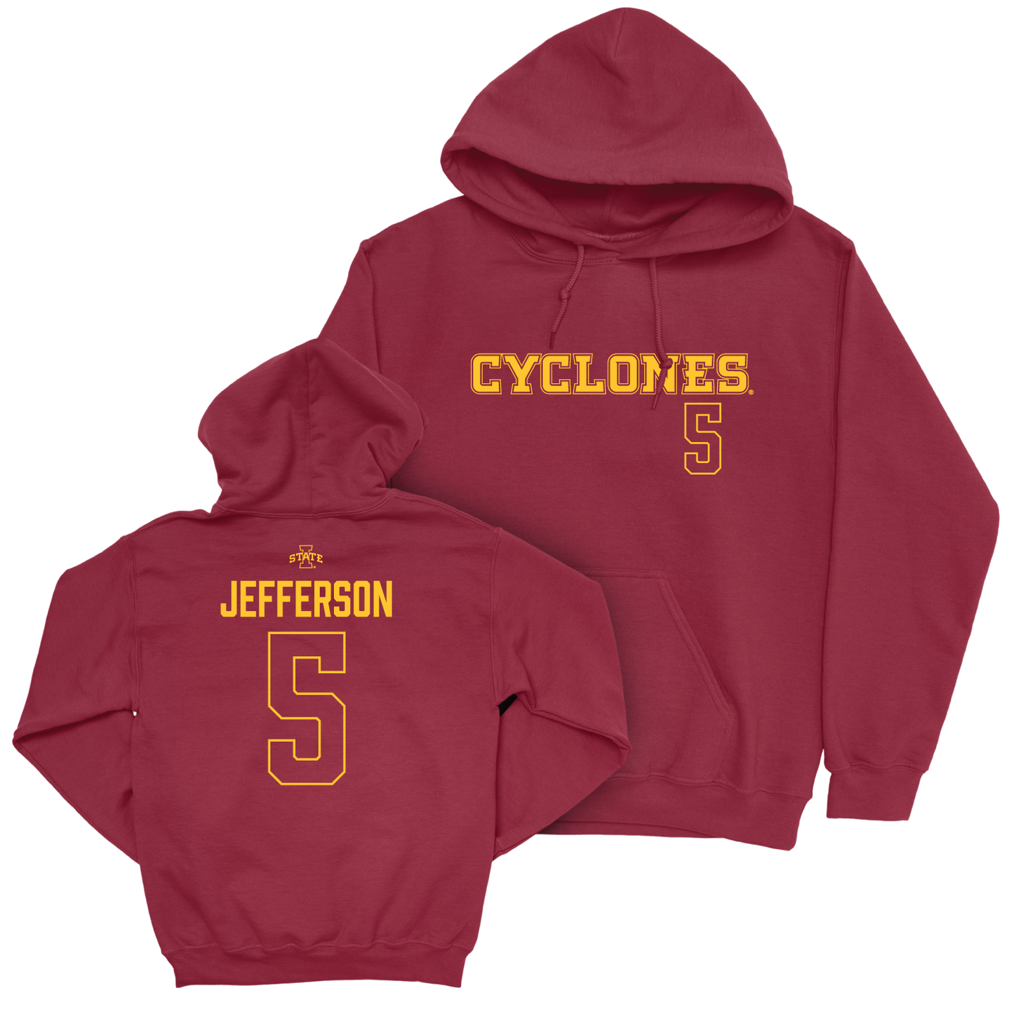 Iowa State Men's Basketball Cardinal Sideline Hoodie - Joshua Jefferson | #5