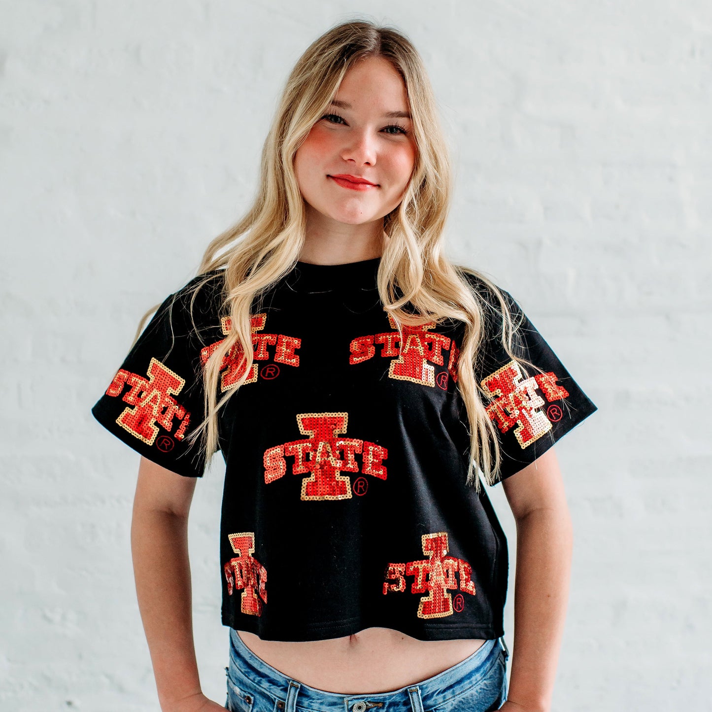 Iowa State Full Coverage Sequin Tee