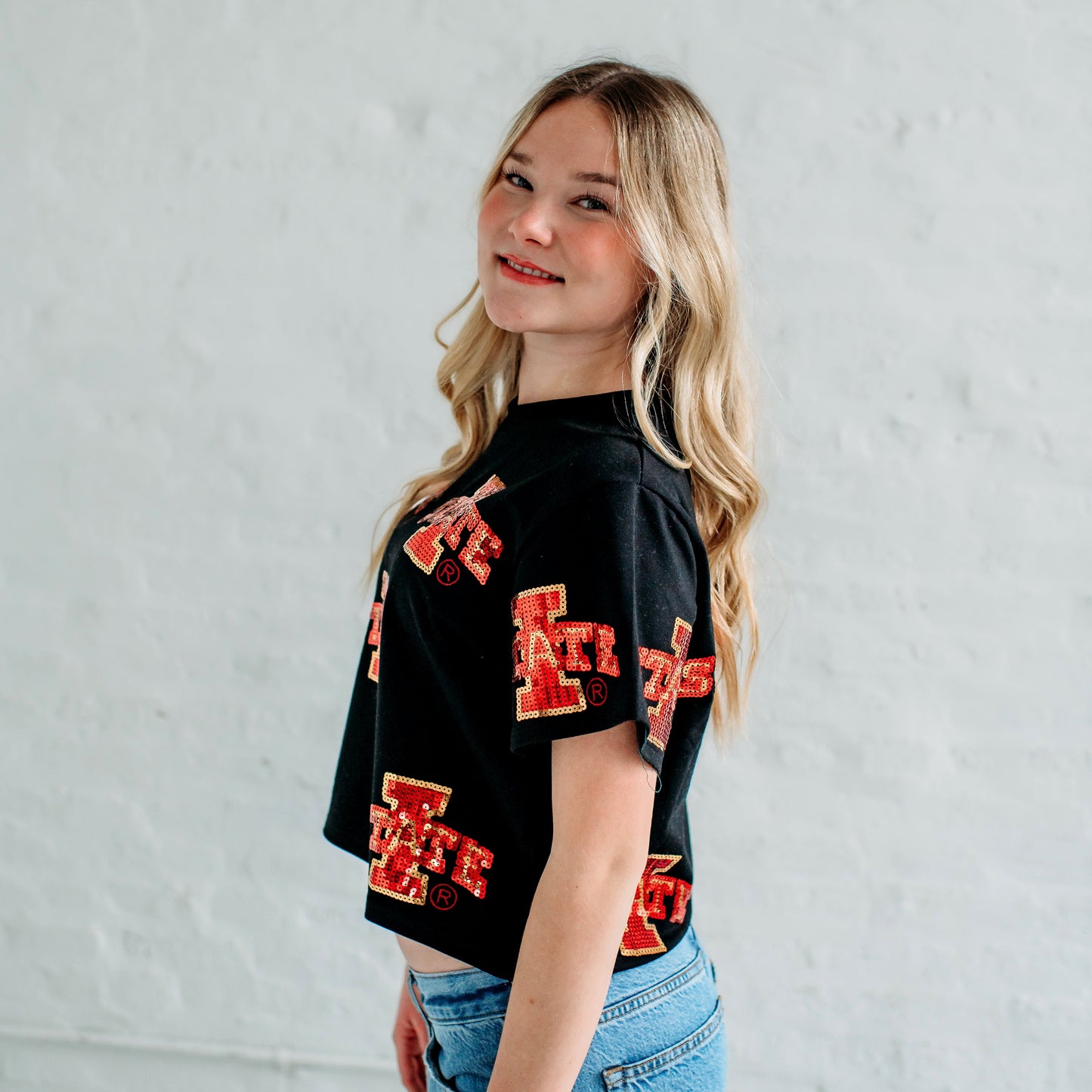 Iowa State Full Coverage Sequin Tee