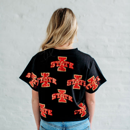 Iowa State Full Coverage Sequin Tee