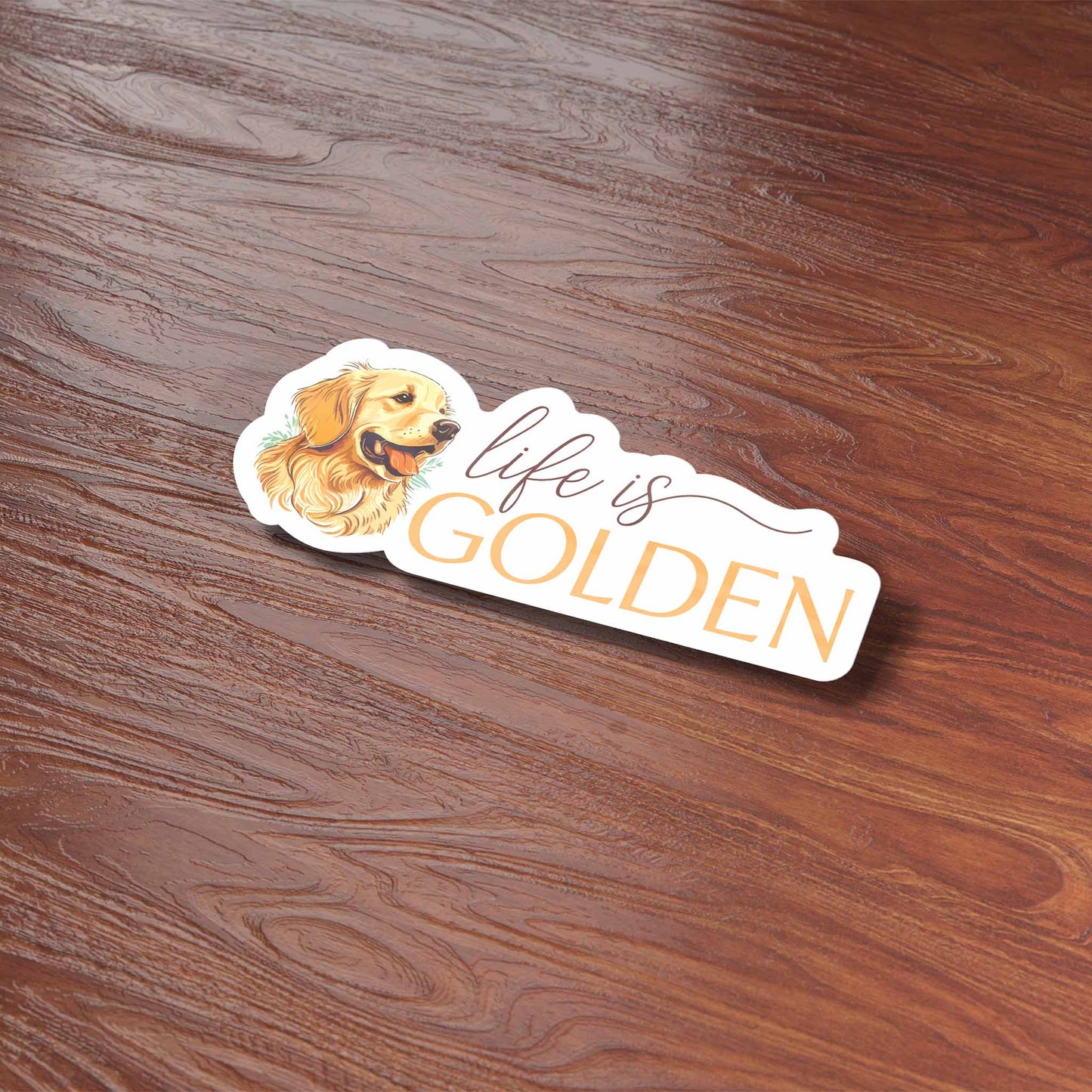 Life is Golden - Cute Golden Retriever Dog Sticker