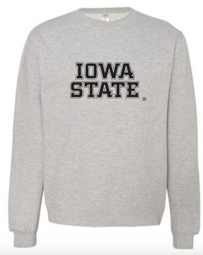 Iowa State Block Script - Midweight Crewneck Sweatshirt