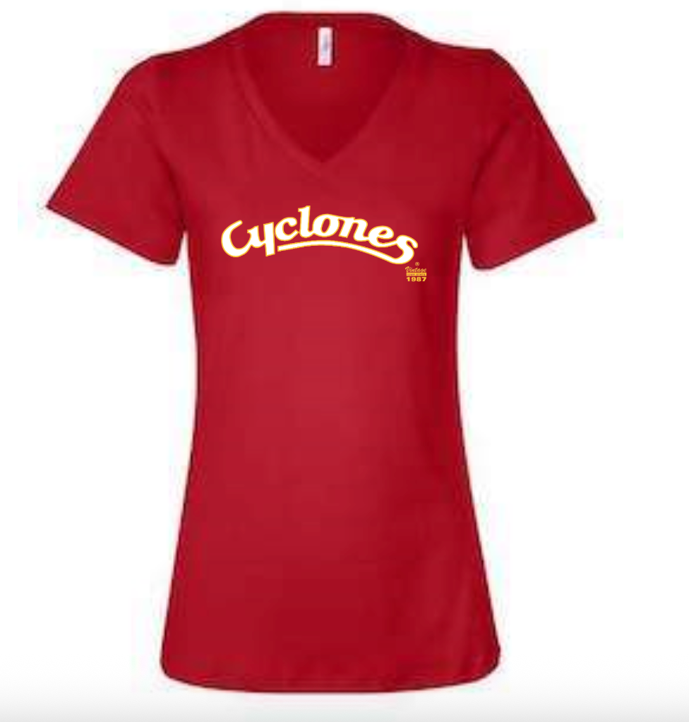 Cyclones Script Women's Relaxed V-Neck Tee