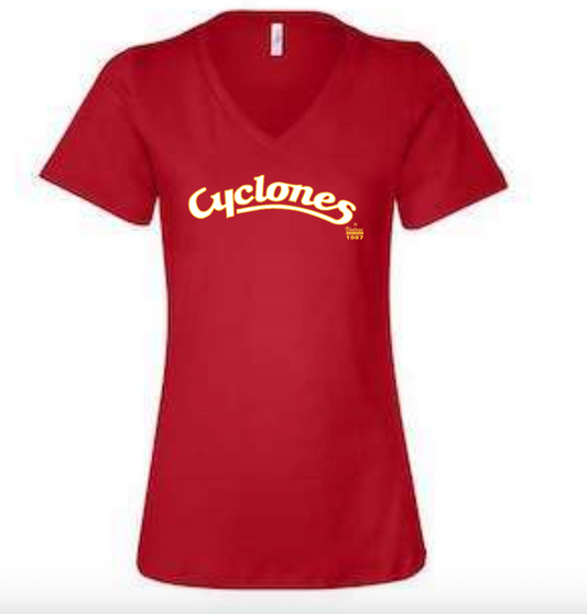 Cyclones Script Women's Relaxed V-Neck Tee