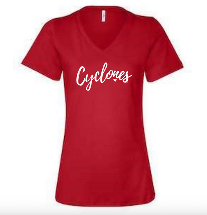 Cyclones with Heart - Women's Relaxed V-Neck Tee