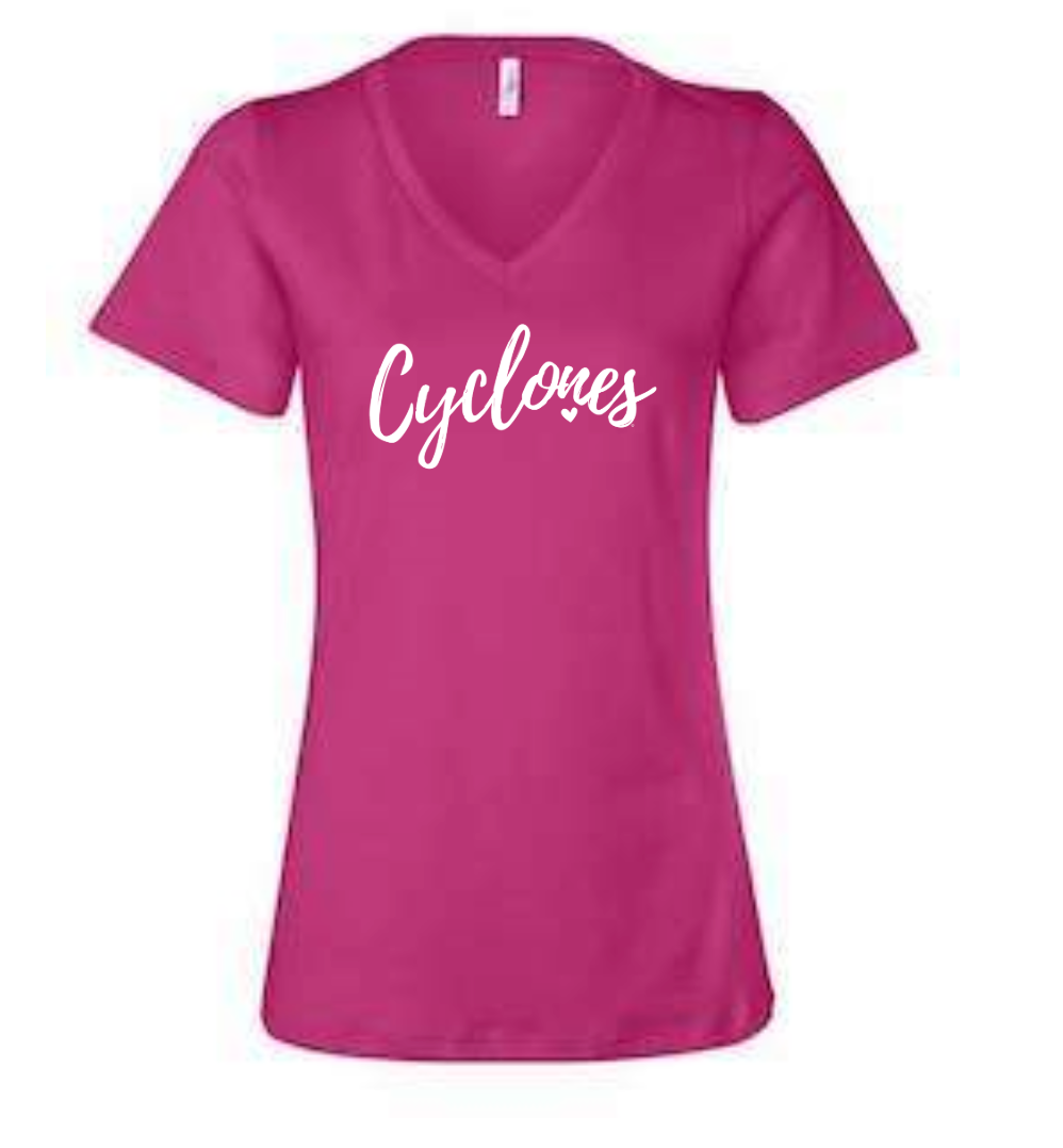 Cyclones with Heart - Women's Relaxed V-Neck Tee