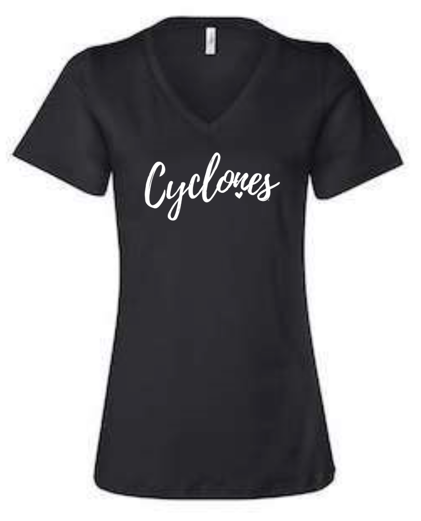 Cyclones with Heart - Women's Relaxed V-Neck Tee