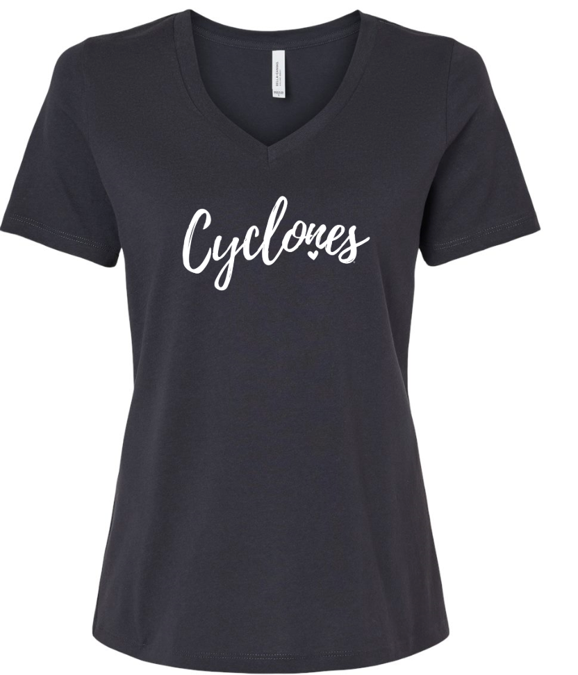 Cyclones with Heart - Women's Relaxed V-Neck Tee