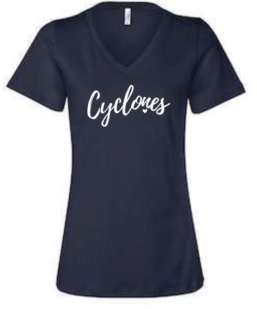 Cyclones with Heart - Women's Relaxed V-Neck Tee
