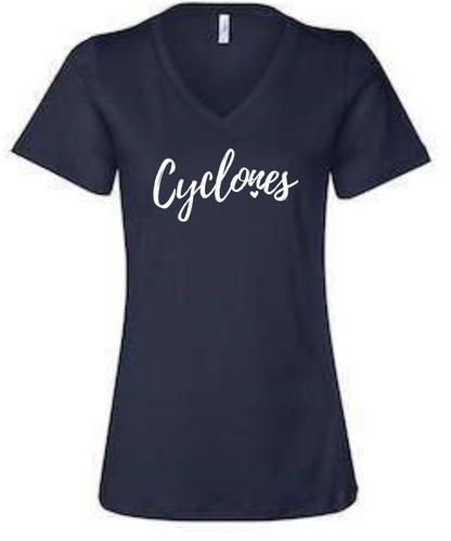 Cyclones with Heart - Women's Relaxed V-Neck Tee