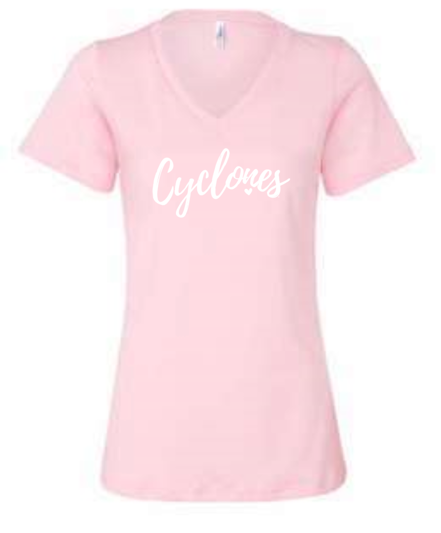 Cyclones with Heart - Women's Relaxed V-Neck Tee