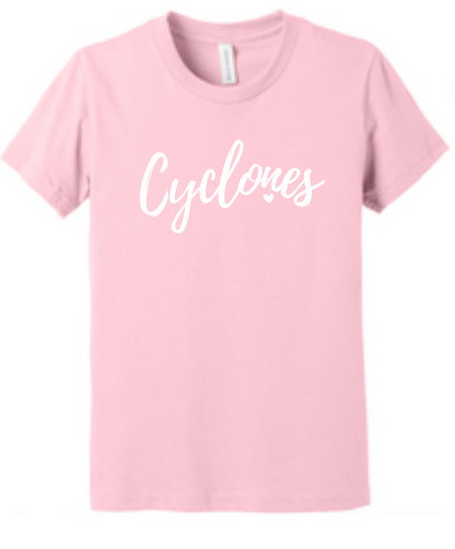 Pink - Cyclones with Heart - Youth Short Sleeve Tee