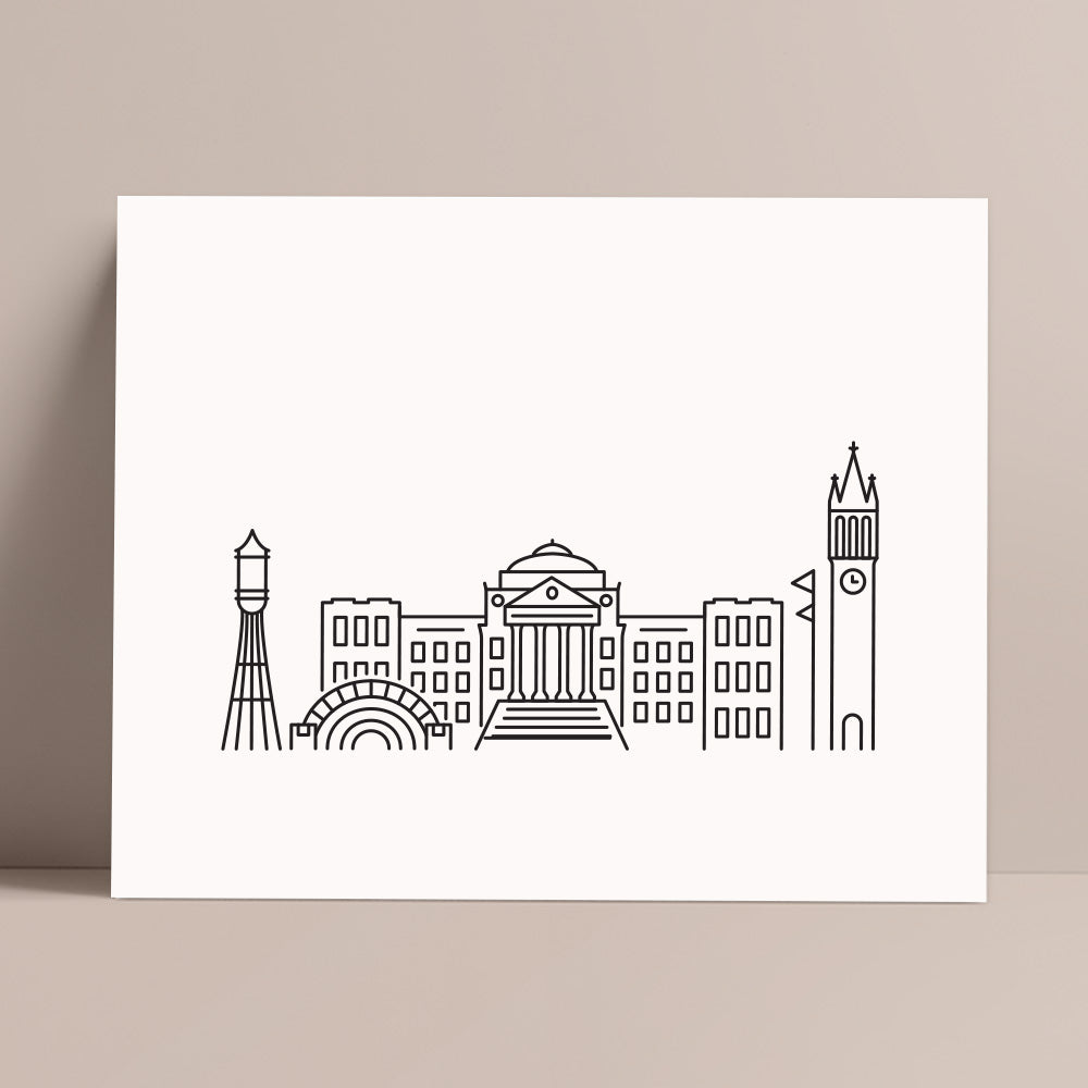 Ames, Iowa Skyline Line Art