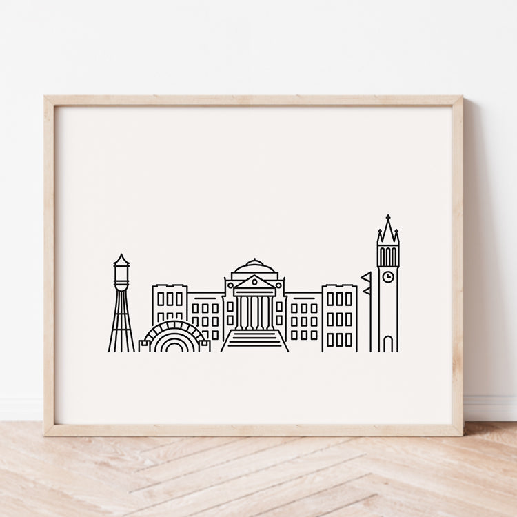 Ames, Iowa Skyline Line Art