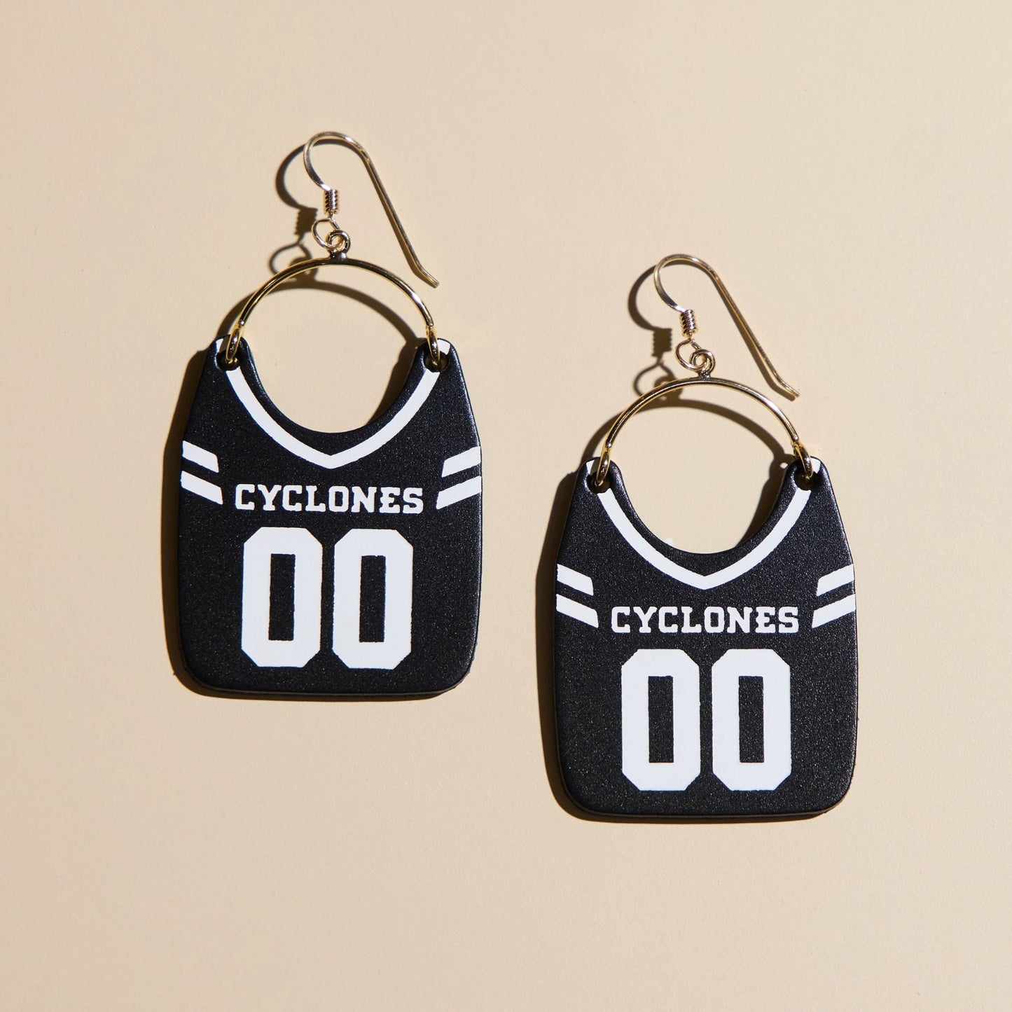 Black Iowa State University Football Jersey Earrings