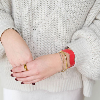 Crimson Squiggle Leather Cuff Bracelet