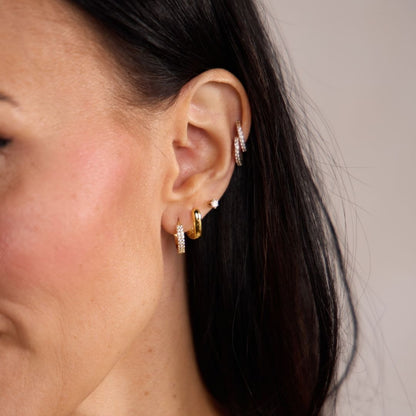 Double Pavé Huggie Earrings
