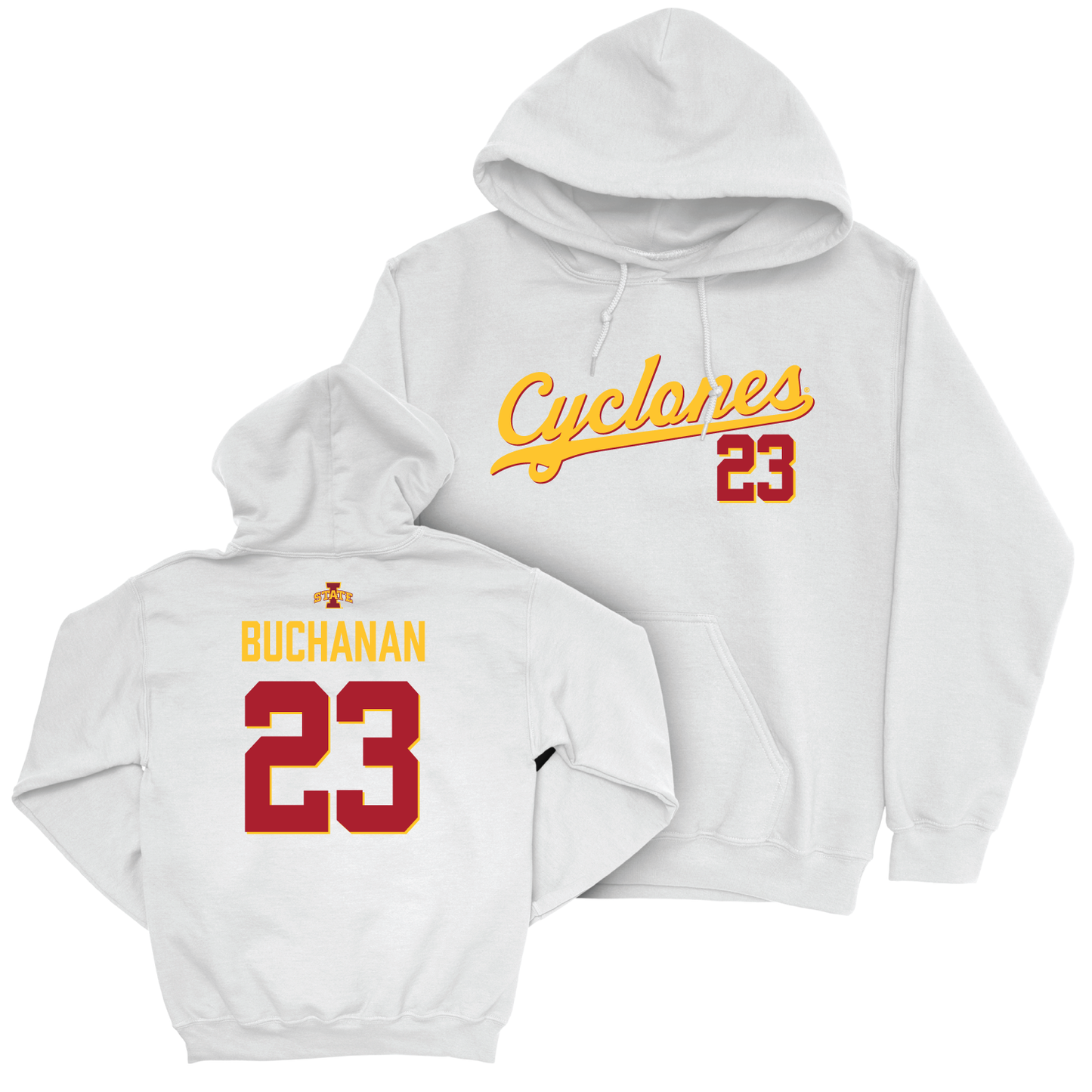 Iowa State Men's Basketball White Script Hoodie  - Blake Buchanan