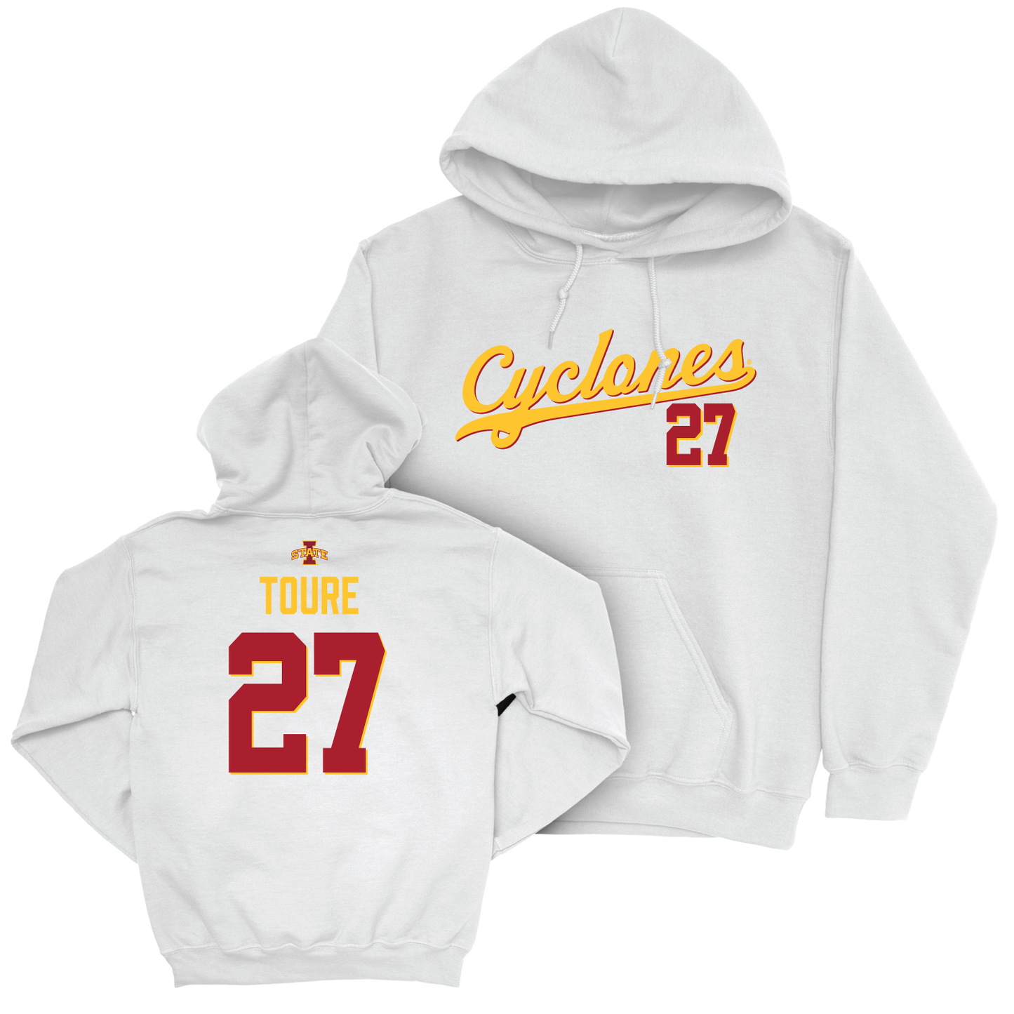 Iowa State Men's Basketball White Script Hoodie  - Killyan Toure