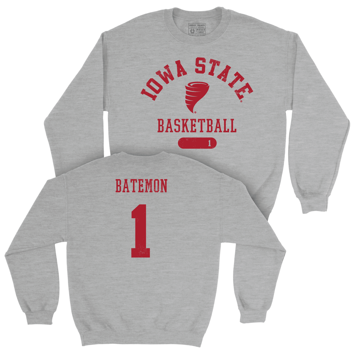 Iowa State Men's Basketball Sport Grey Varsity Crew  - Jamarion Batemon