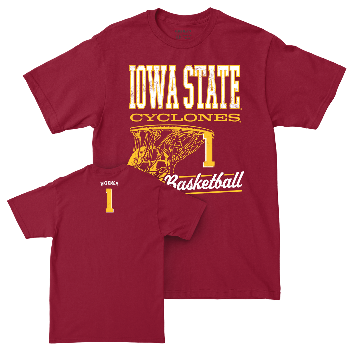 Iowa State Men's Basketball Crimson Hoops Tee   - Jamarion Batemon